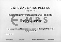In recognition of best poster presened during EMRS 2012 Symposium B
